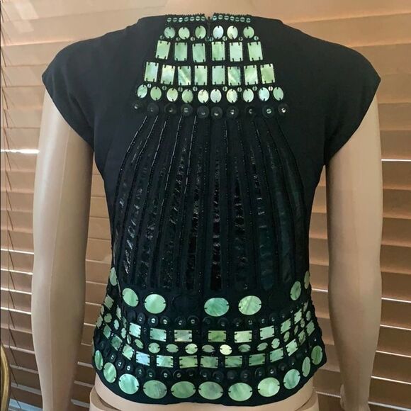 TORY BURCH EMBEZZLISH BLACK SILK BLOUSE SZ… - Picture 4 of 9